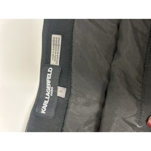 Karl Lagerfeld Paris Black & White Tweed Faux Leather skirt Size 8.  Preppy - Picture 9 of 13